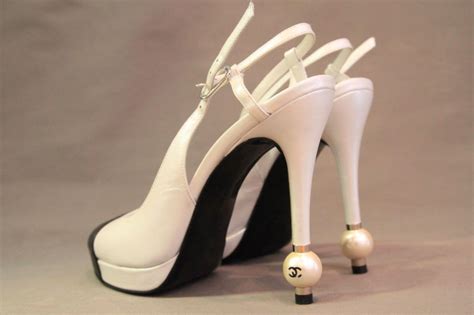 chanel pearl heels white|Chanel pearl heels size guide.